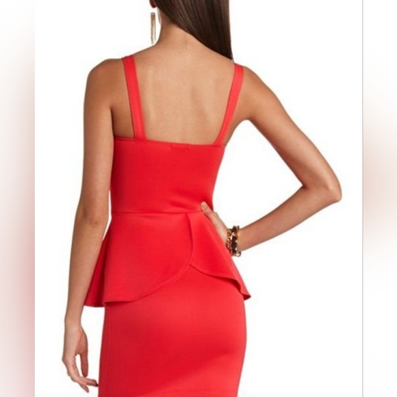 🐘 Charlotte Russe Red Peplum Mini Dress with middle keyhole cutout - Picture 3 of 10